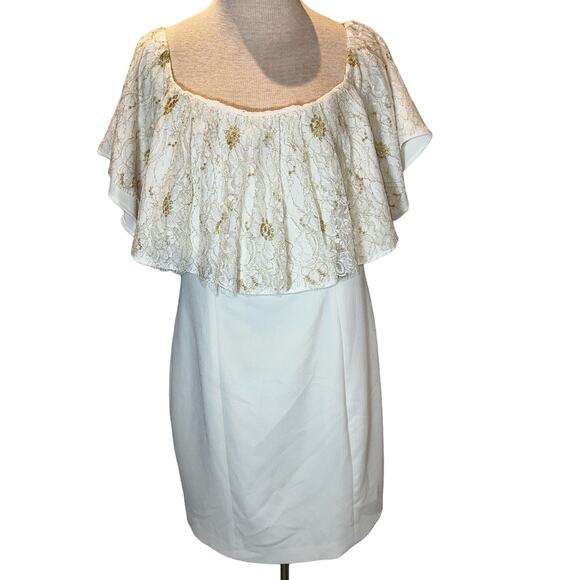 Slate & Willow Golden Iris Dress Cream Off Shoulder Size 16 - Picture 3 of 7
